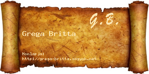Grega Britta névjegykártya
